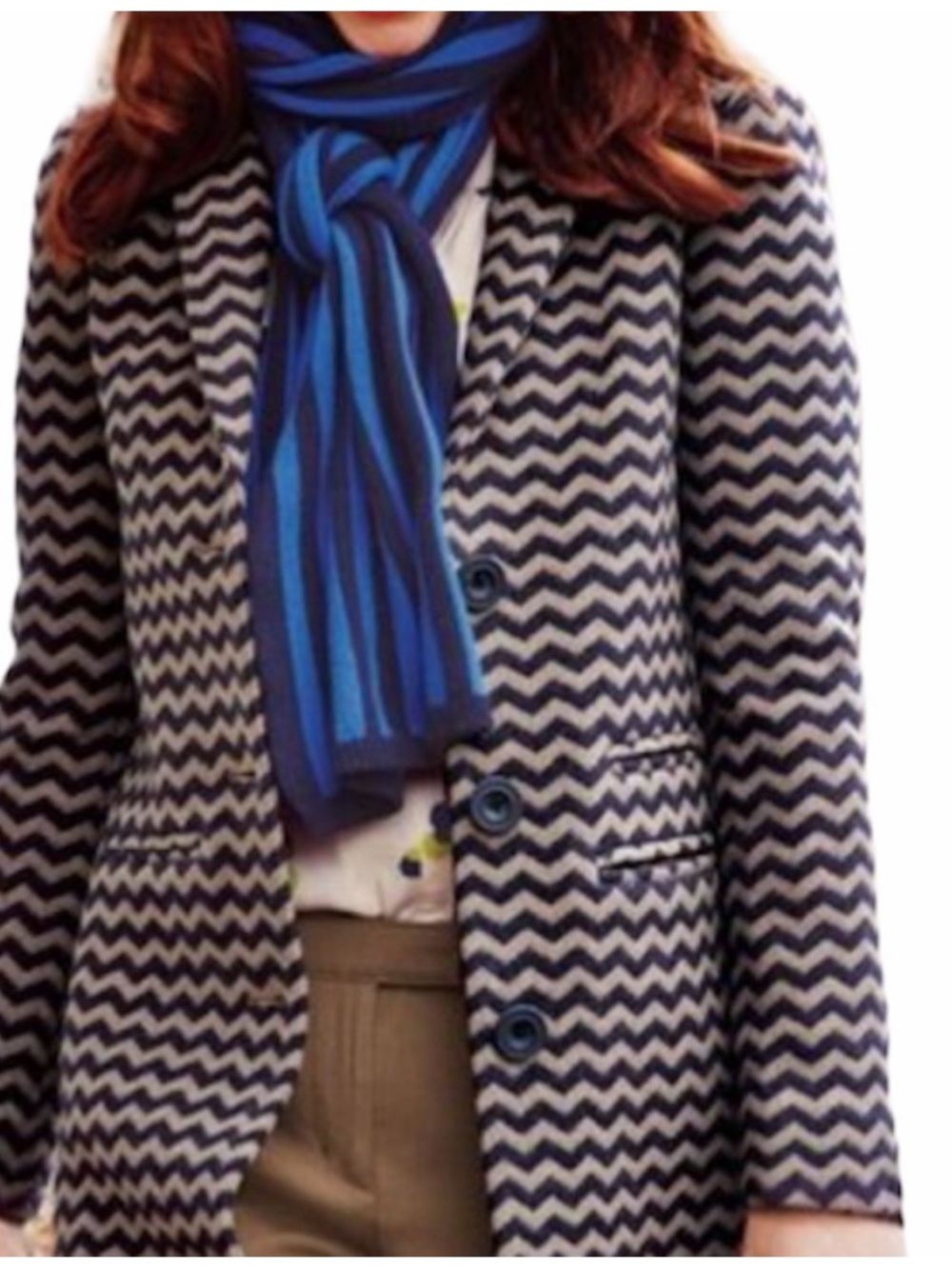 BODEN AMELIA WOOL COAT  NEW CHEVRON ZIG ZAG PATTERN POCKETS LINED |SIZE 8 - Picture 2 of 16